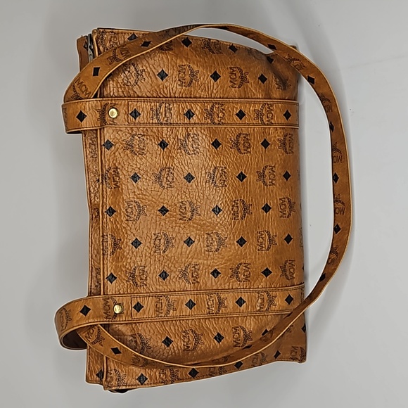 Authentic MCM Monogram Vintage Shoulder Tote Bag Cognac Visetos - Picture 6 of 16